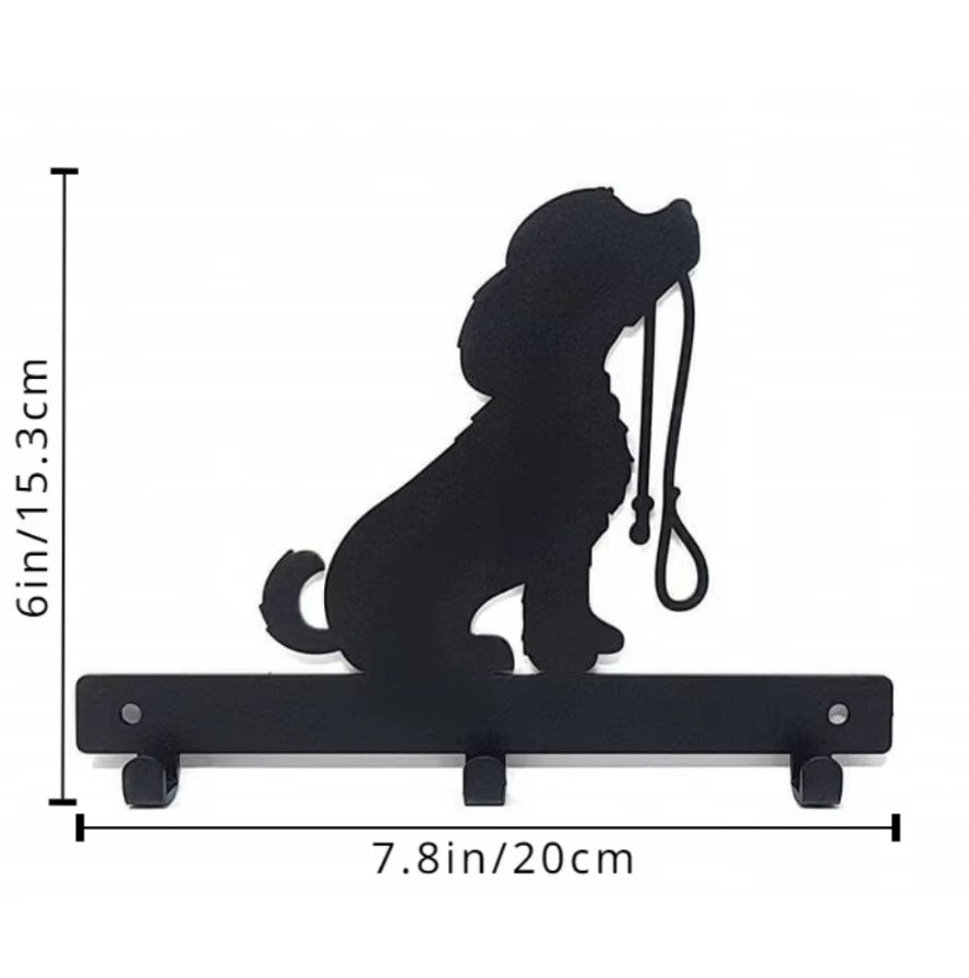 1pc Decorative Iron Crafts Dog Leash Holder – Wall-Mounted Rack with Hooks for Pet Gear & Entryway Keys