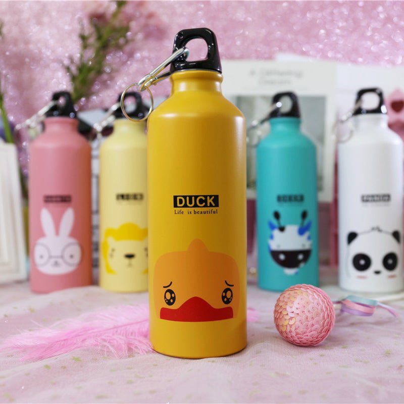 Cute Stainless Steel Water Bottle For Kids | Multiple Colors | With Printed Animal Faces - goosavvy.com