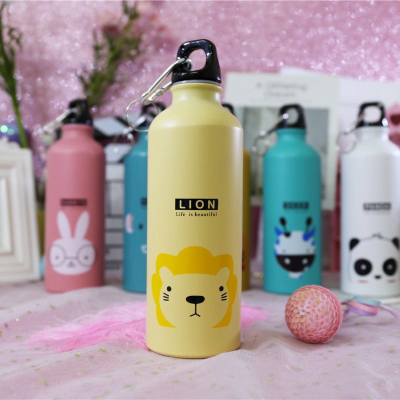 Cute Stainless Steel Water Bottle For Kids | Multiple Colors | With Printed Animal Faces - goosavvy.com