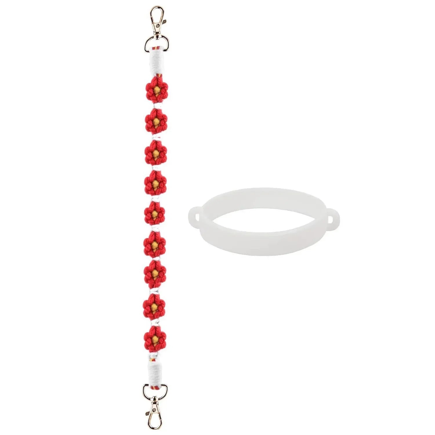 Decorative Water Bottle Sling Carrier – Flower Design Crocheted Handle with Silicone Ring & Strap - goosavvy.com