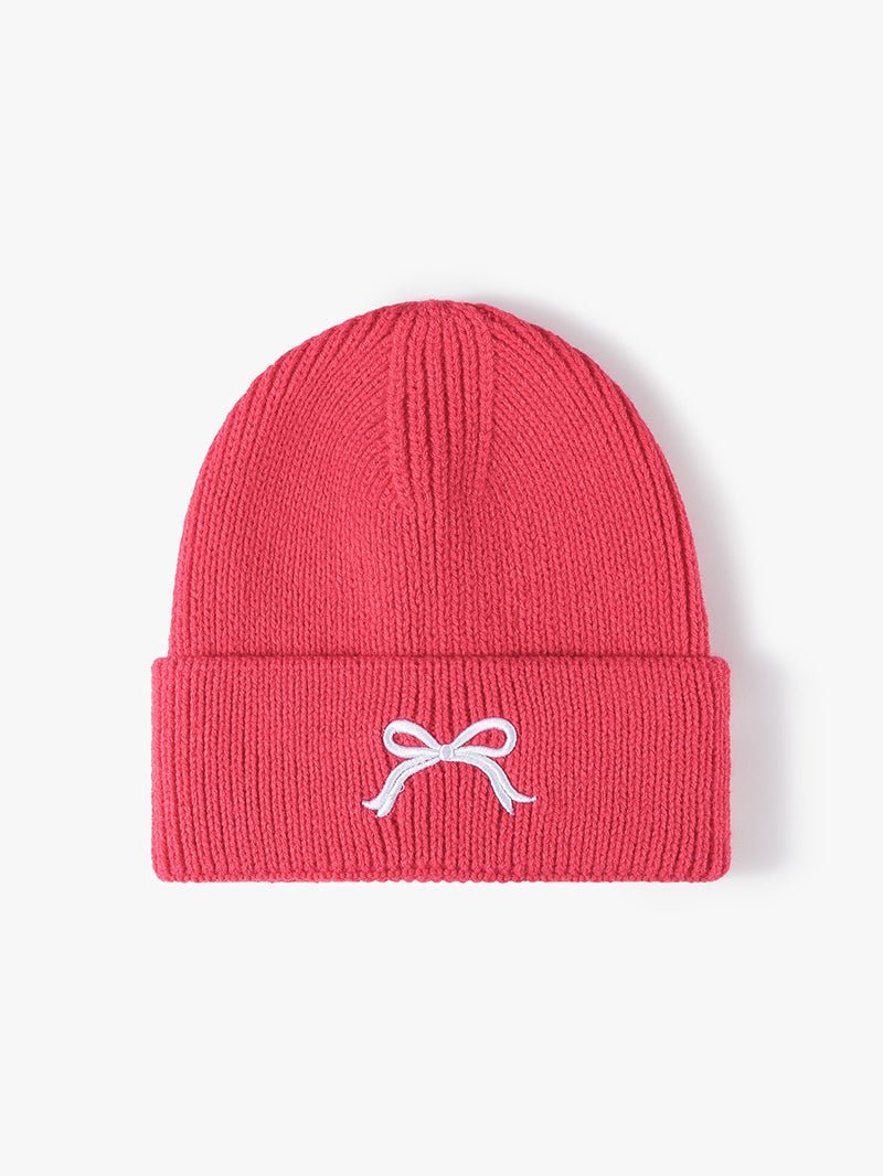 Embroidered Bow Knit Hat - goosavvy.com