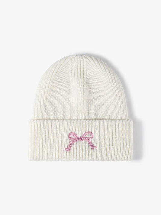 Embroidered Bow Knit Hat - goosavvy.com