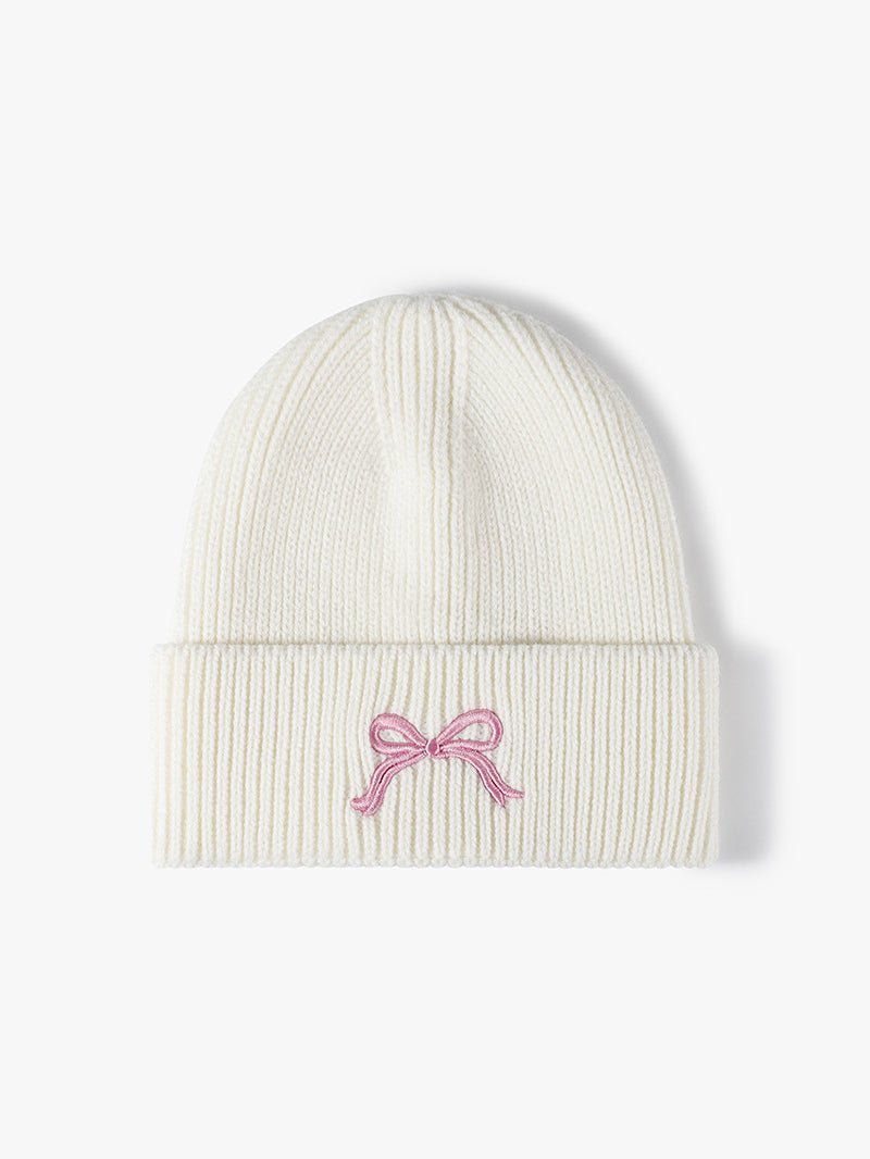 Embroidered Bow Knit Hat - goosavvy.com