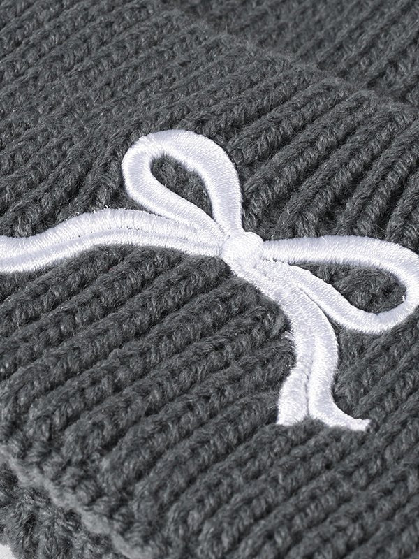 Embroidered Bow Knit Hat - goosavvy.com