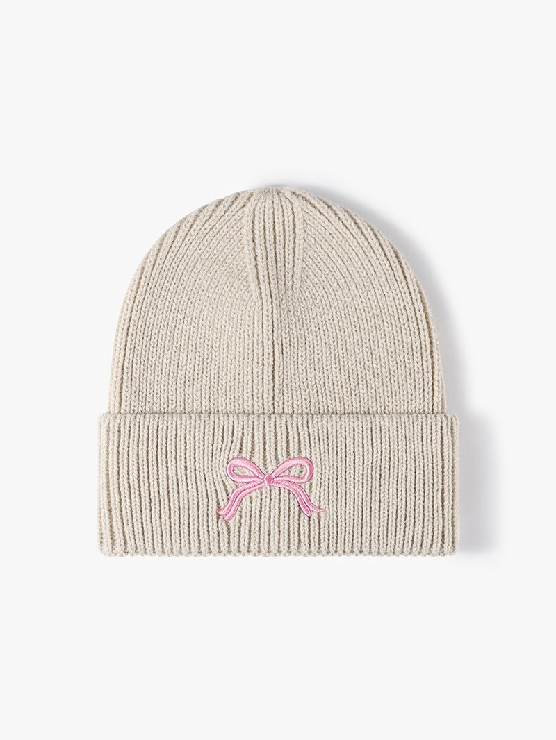 Embroidered Bow Knit Hat - goosavvy.com