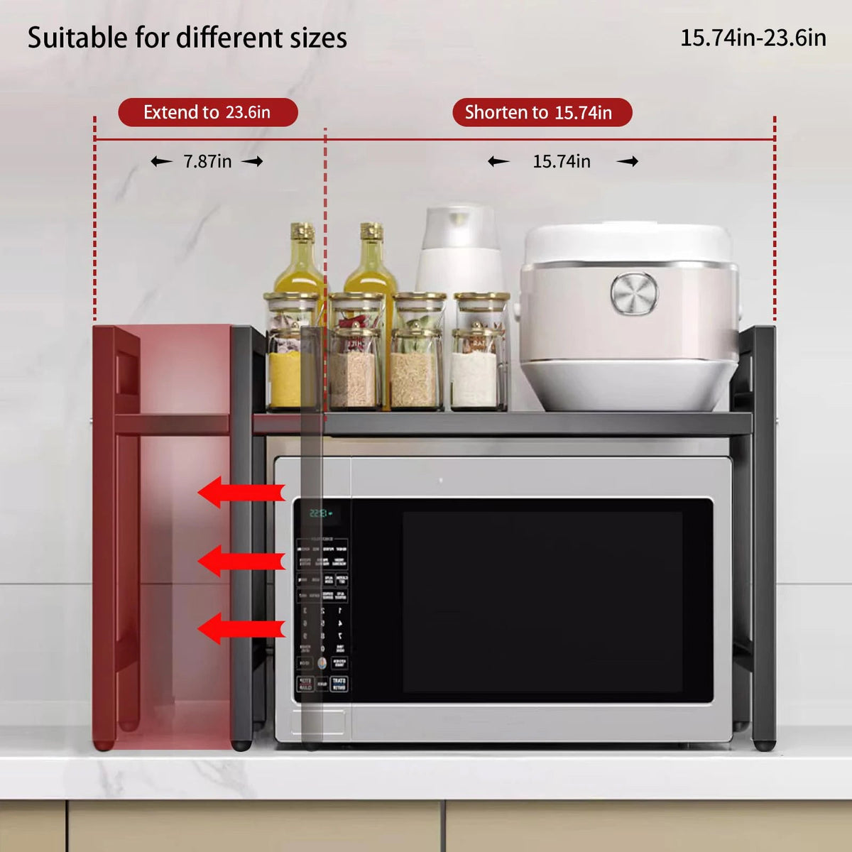Savy Rack Expandable Microwave Oven Rack – Adjustable Kitchen Storage Shelf ...