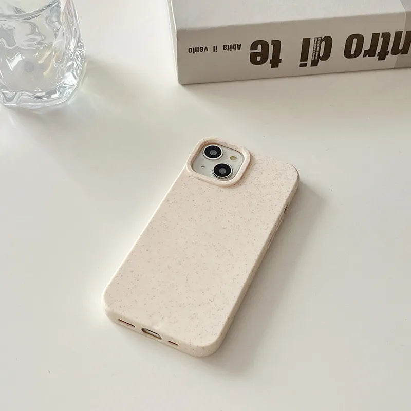 Compostable Phone Case for iPhone 14 / 14 Plus / 14 Pro / 14 Pro Max, iPhone 15 / 15 Plus / 15 Pro / 15 Pro Max, iPhone 16 / 16 Plus / 16 Pro / 16 Pro Max | Textured White | Wheat Straw Biodegradable Phone Case