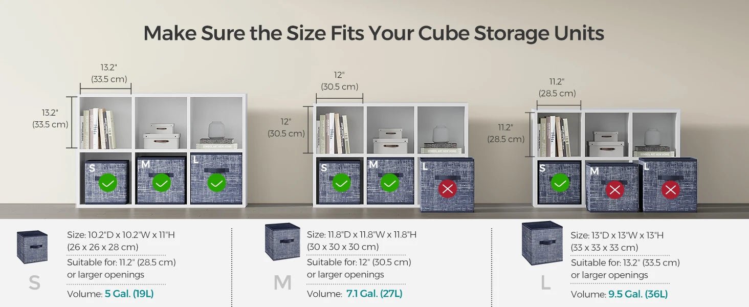 Foldable Fabric Storage Cubes 6 - Pack – 11.8" Non - Woven Closet Organizer Bins with Dual Handles for Shelves, Clothes & Home Organization - goosavvy.com