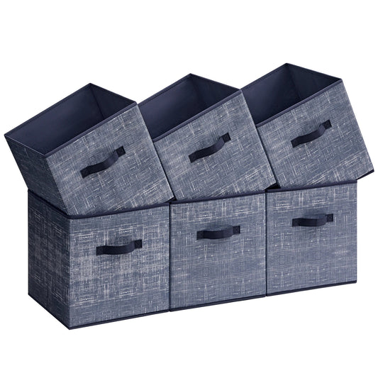 Foldable Fabric Storage Cubes 6 - Pack – 11.8" Non - Woven Closet Organizer Bins with Dual Handles for Shelves, Clothes & Home Organization - goosavvy.com