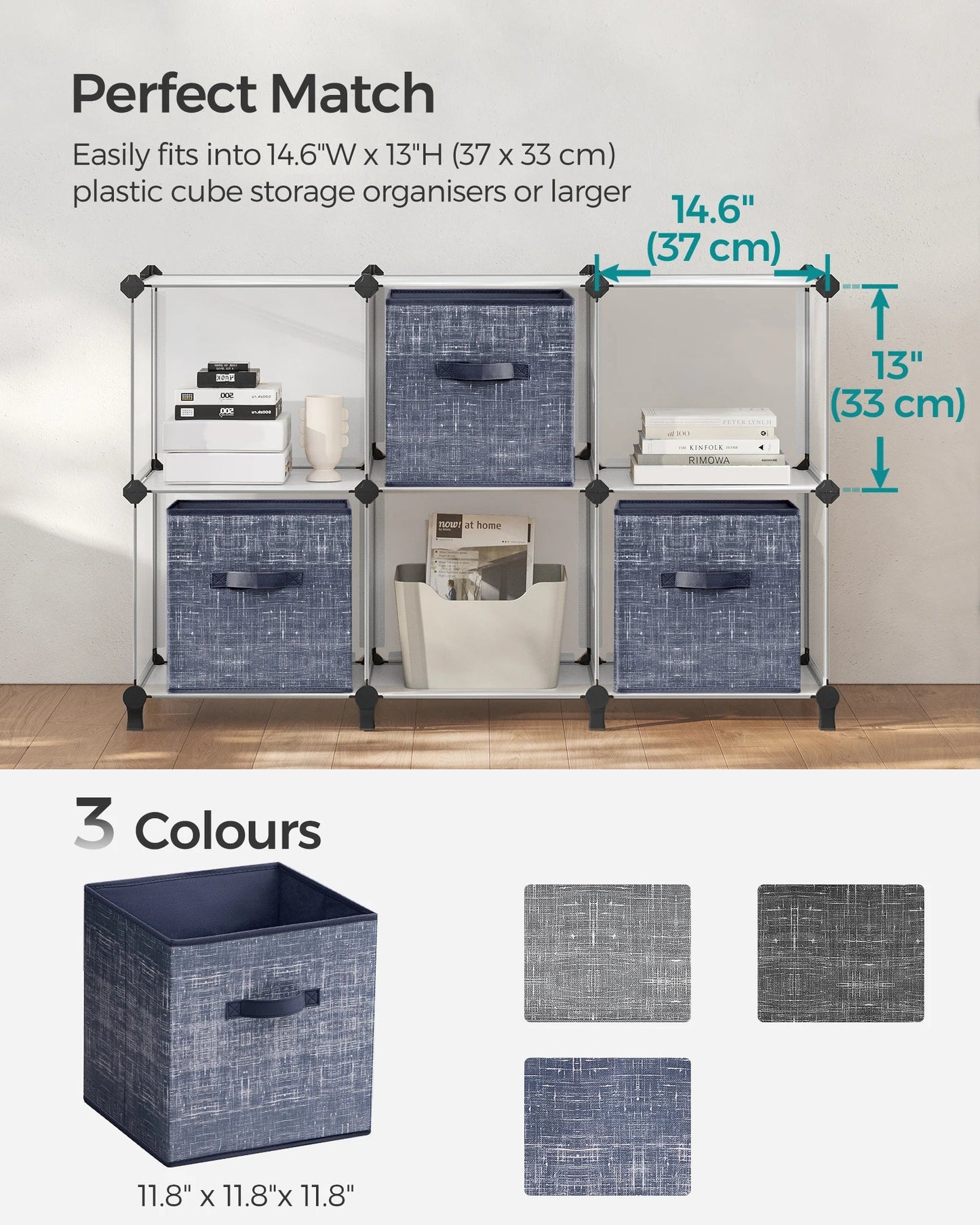 Foldable Fabric Storage Cubes 6 - Pack – 11.8" Non - Woven Closet Organizer Bins with Dual Handles for Shelves, Clothes & Home Organization - goosavvy.com