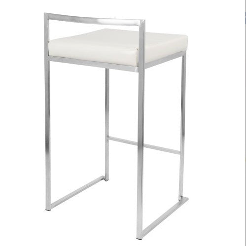 Fuji Contemporary Stackable Counter Stools, White Faux Leather, Set of 2 - goosavvy.com