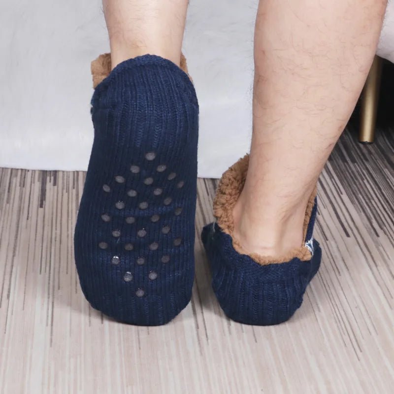 Fuzzy Fleece - Lined Non - Slip Slipper Socks – Super Warm Knit Indoor Home Wear (Unisex) - goosavvy.com