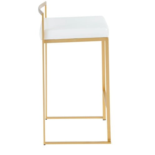 Gold & White Faux Leather Counter Stools – Set of 2, Modern Design - goosavvy.com