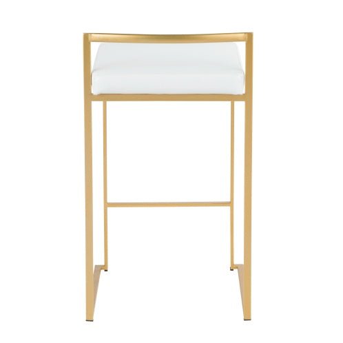 Gold & White Faux Leather Counter Stools – Set of 2, Modern Design - goosavvy.com