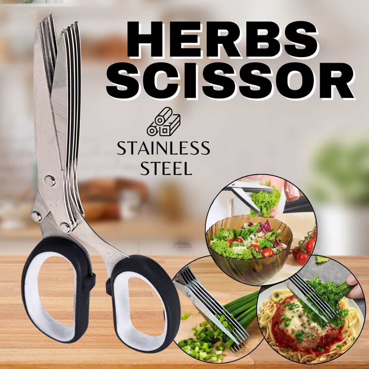 Herb Scissors Set with 5 Blades, Cover, & Cleaning Brush – Kitchen Shears - goosavvy.com