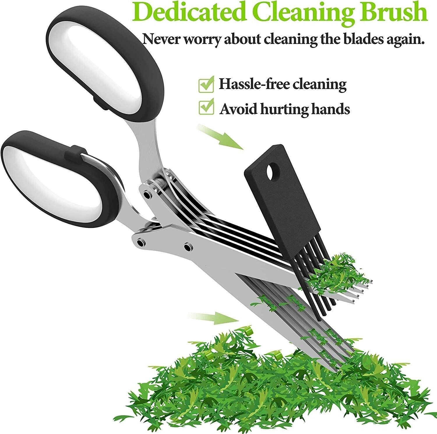 Herb Scissors Set with 5 Blades, Cover, & Cleaning Brush – Kitchen Shears - goosavvy.com