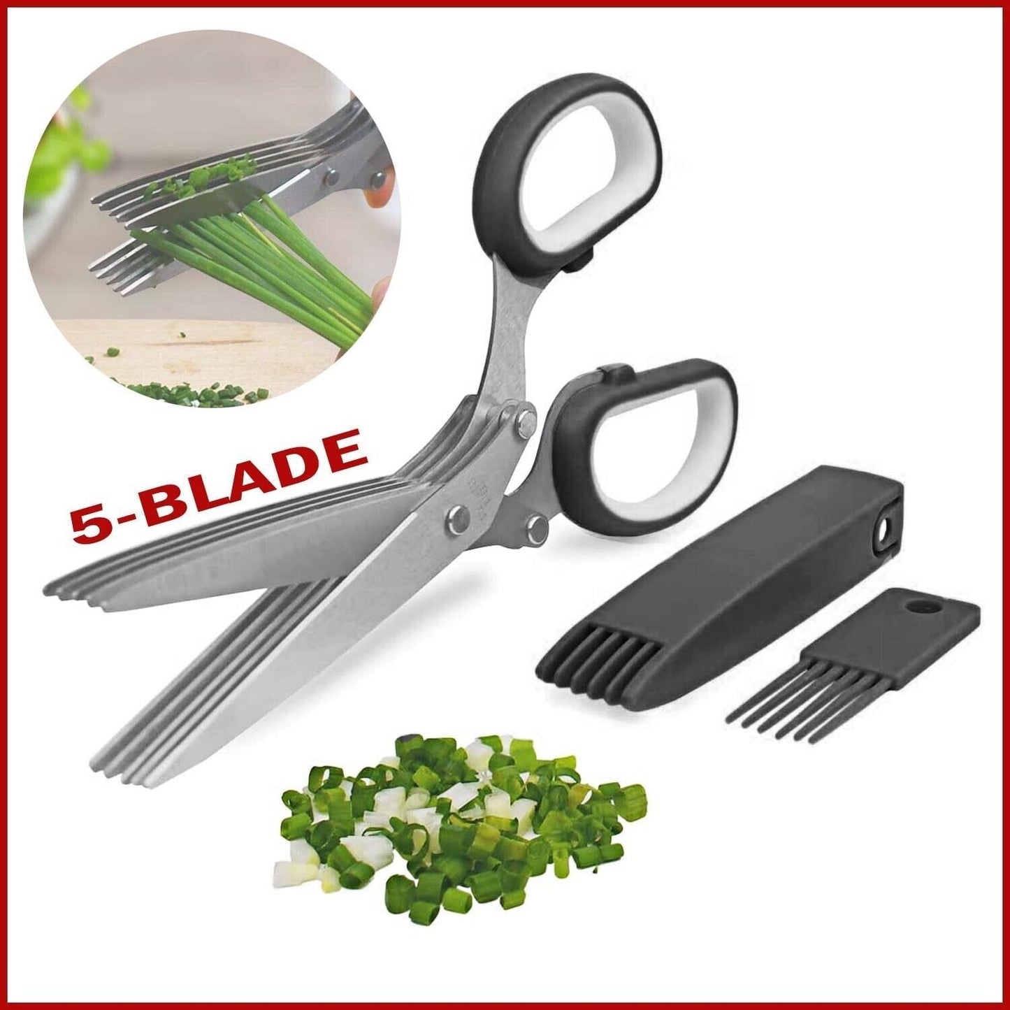 Herb Scissors Set with 5 Blades, Cover, & Cleaning Brush – Kitchen Shears - goosavvy.com