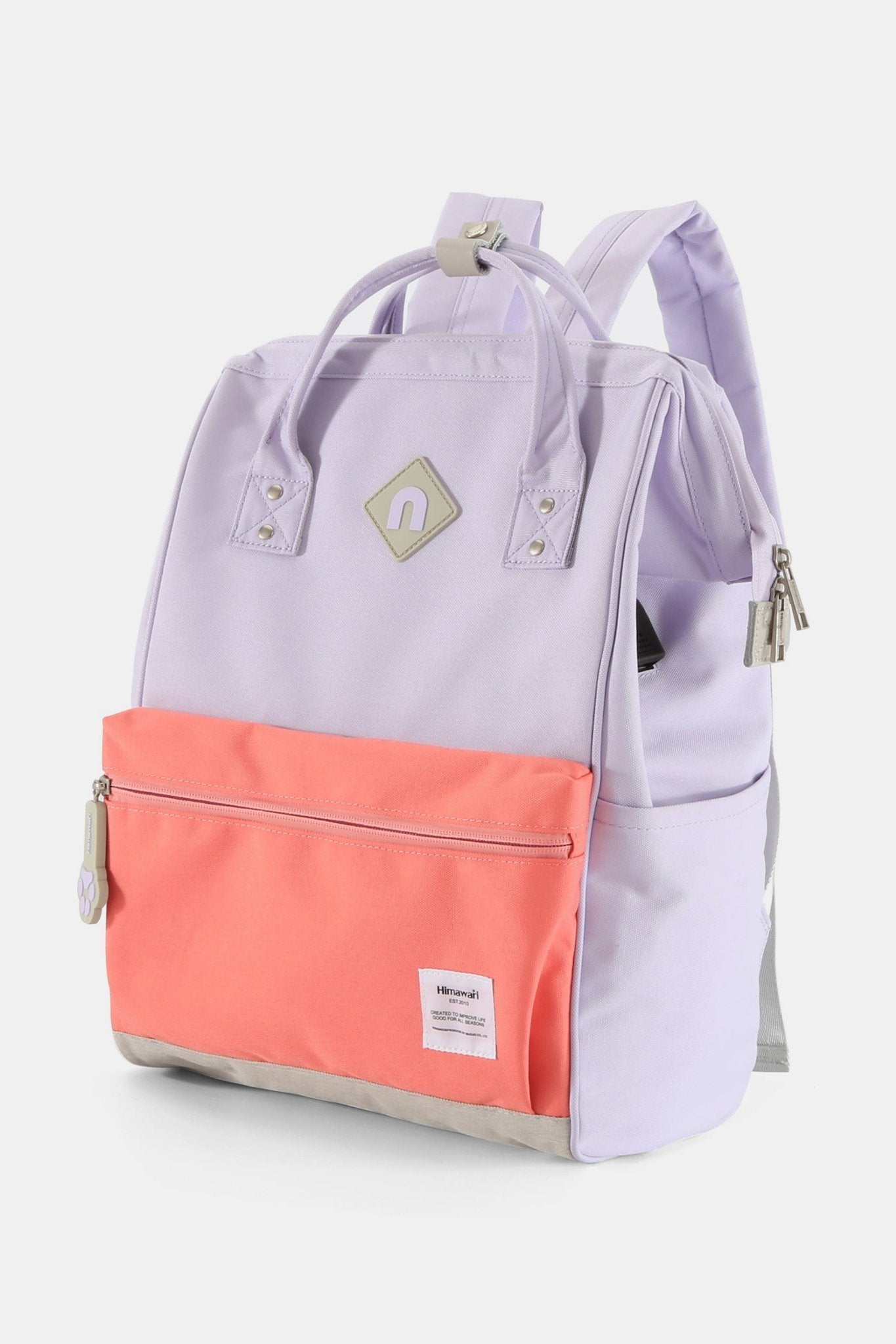 Himawari Contrast Waterproof Backpack Bag with External USB Port - goosavvy.com