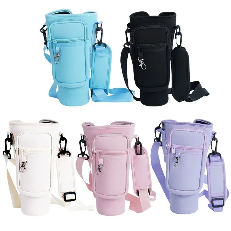 Insulated Neoprene Water Bottle Carrier Bag – Crossbody Pouch with Phone Pocket & Adjustable Strap for Stanley 40oz Tumbler - goosavvy.com