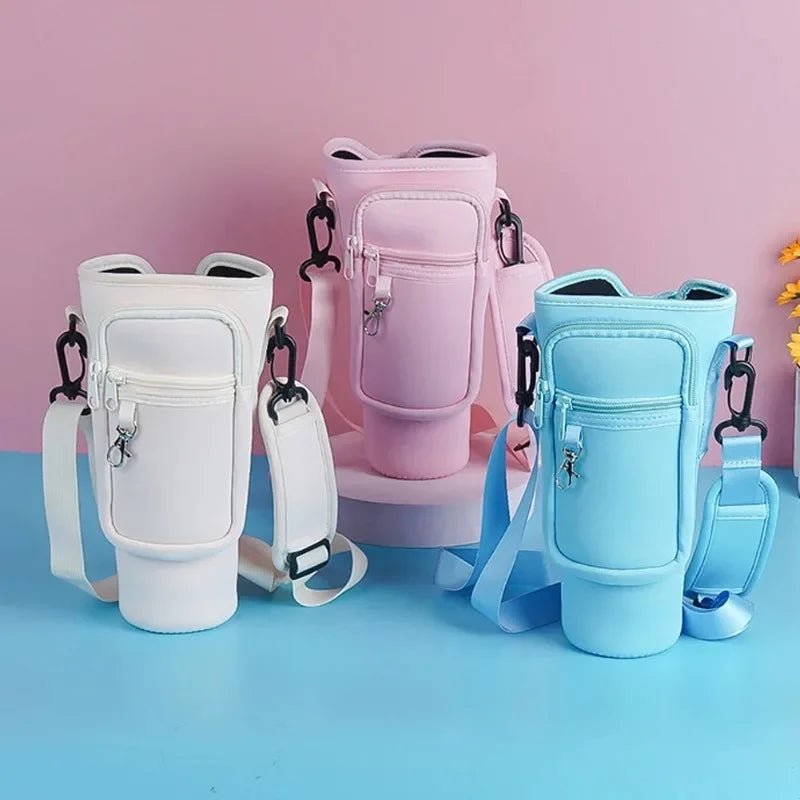 Insulated Neoprene Water Bottle Carrier Bag – Crossbody Pouch with Phone Pocket & Adjustable Strap for Stanley 40oz Tumbler - goosavvy.com