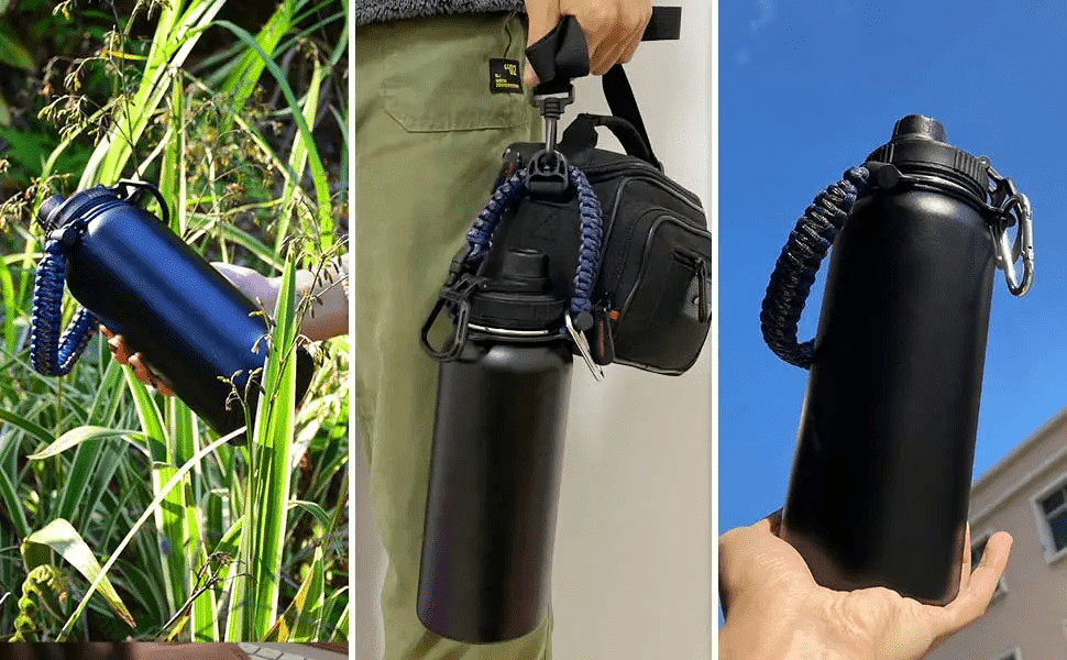 Large Capacity Water Bottle | 1000ml / 32 oz | Stainless Steel | Double Wall Vacuum Insulation | With Handle and Carry Strap - goosavvy.com