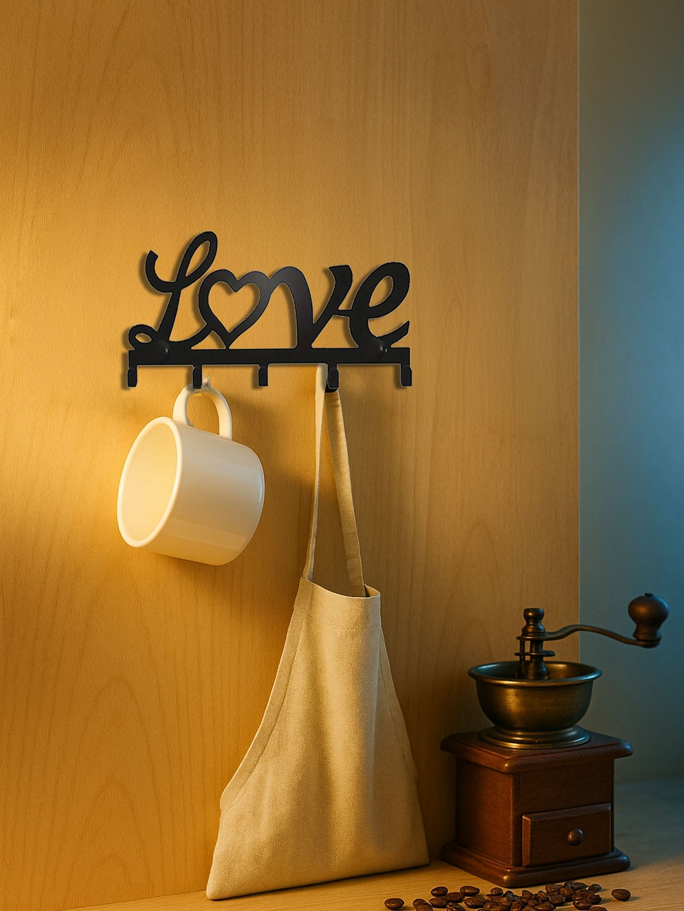"Love" Script Metal Wall Key Rack with 5 Hooks – Decorative Entryway & Bedroom Organizer (6.6 in. W) - goosavvy.com