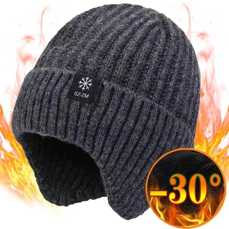❄️ Men’s Thermal Winter Beanie with Ear Protection – Thick Plush - Lined Knitted Hat - goosavvy.com