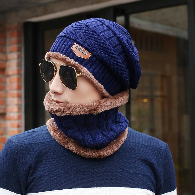 Men's Wool Knitted Beanie Hat and Neck Warmer Scarf Set - goosavvy.com