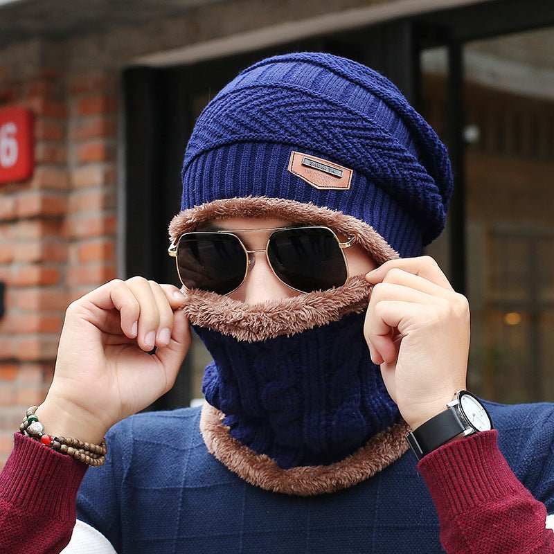 Men's Wool Knitted Beanie Hat and Neck Warmer Scarf Set - goosavvy.com