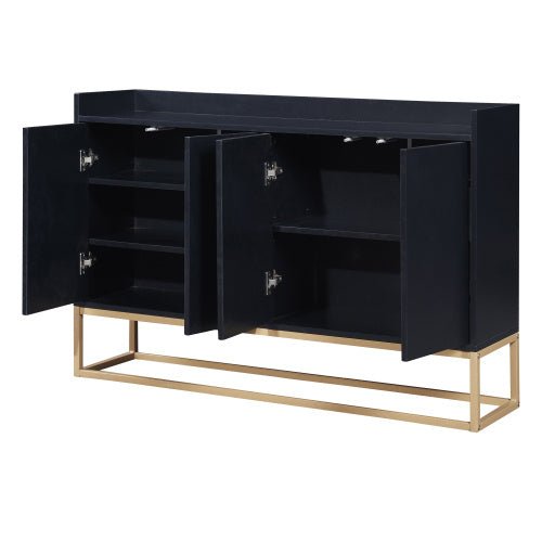 Modern Black Sideboard Buffet Cabinet with Ample Storage & Gold Legs - goosavvy.com