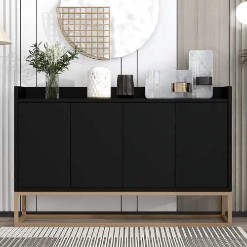 Modern Black Sideboard Buffet Cabinet with Ample Storage & Gold Legs - goosavvy.com