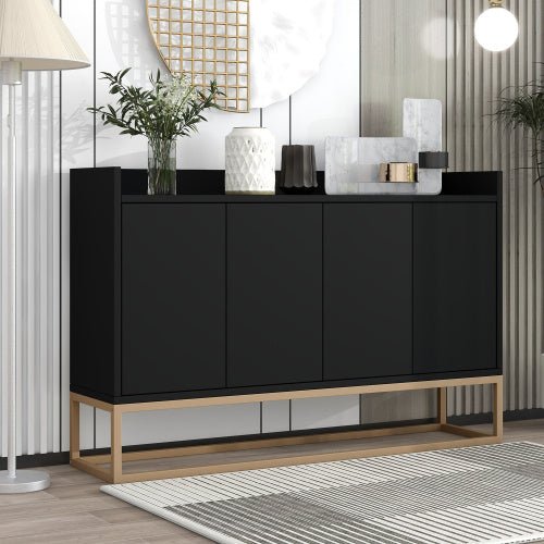 Modern Black Sideboard Buffet Cabinet with Ample Storage & Gold Legs - goosavvy.com