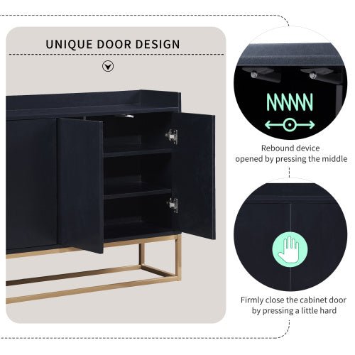 Modern Black Sideboard Buffet Cabinet with Ample Storage & Gold Legs - goosavvy.com