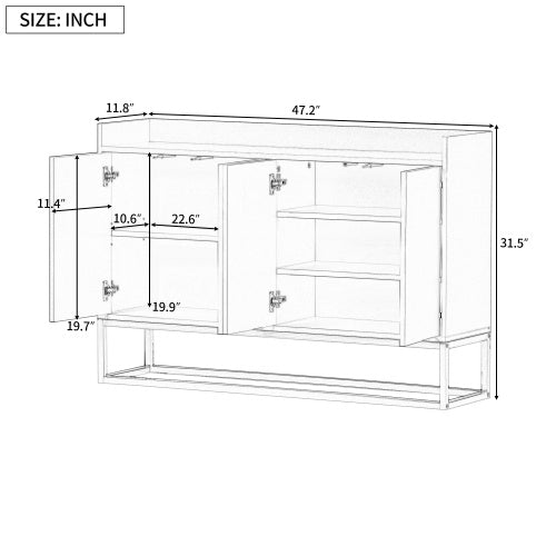 Modern Black Sideboard Buffet Cabinet with Ample Storage & Gold Legs - goosavvy.com