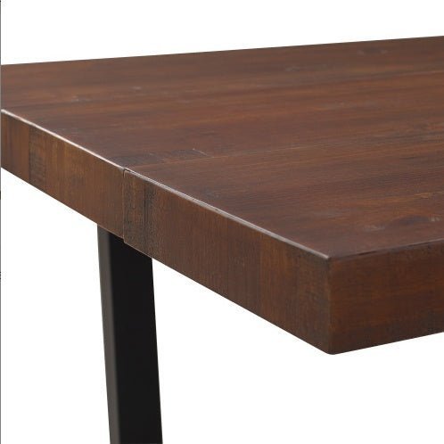 Modern Distressed Solid Wood And Metal Open Frame Dining Table - Mahogany - goosavvy.com