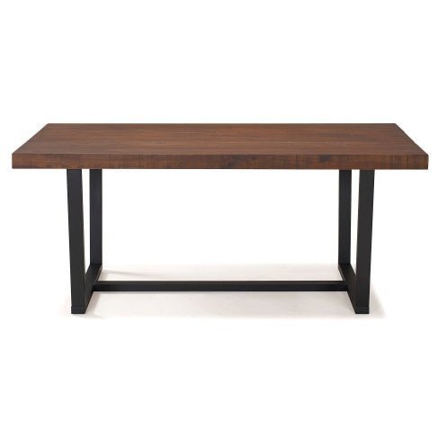 Modern Distressed Solid Wood And Metal Open Frame Dining Table - Mahogany - goosavvy.com