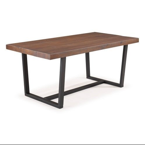 Modern Distressed Solid Wood And Metal Open Frame Dining Table - Mahogany - goosavvy.com