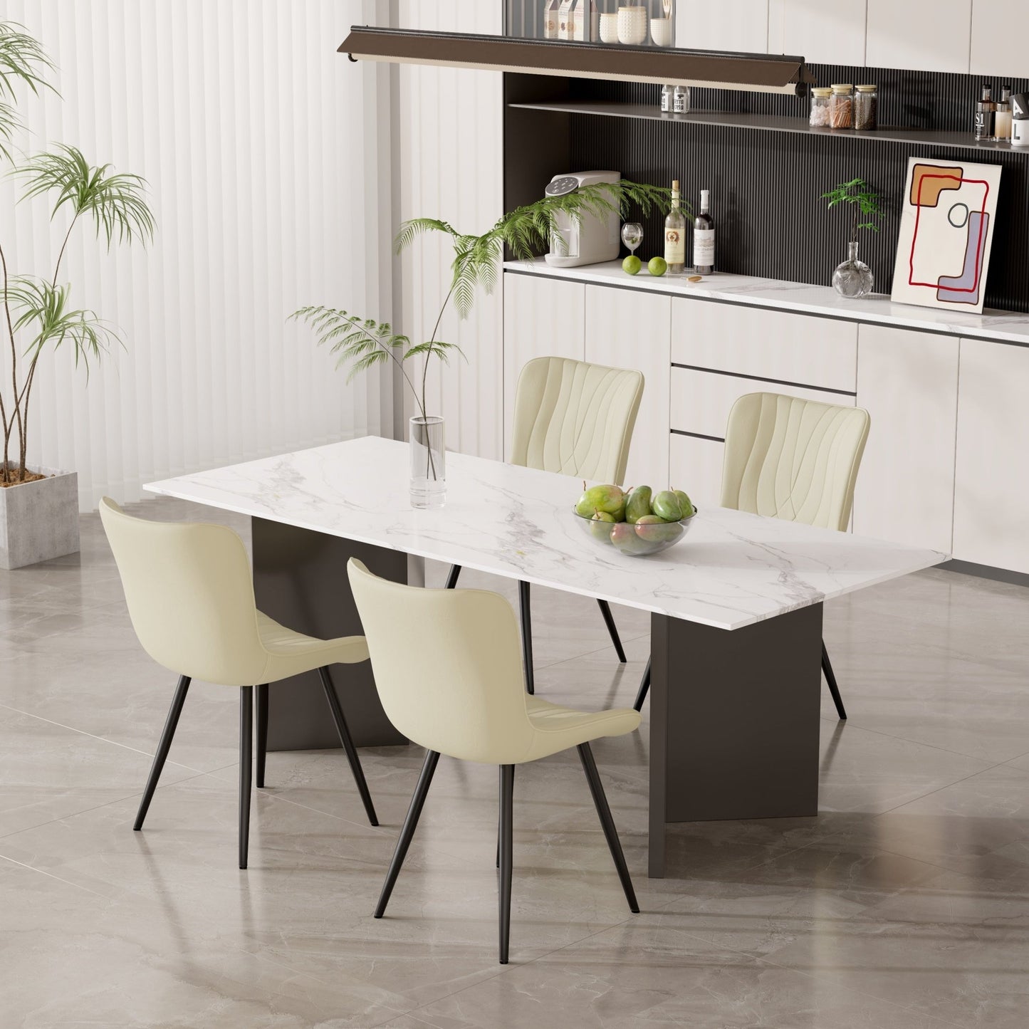 Modern PU Leather Dining Chairs Set of 2, Armless Accent Side Chairs with Sturdy Metal Legs for Dining Room, Kitchen, or Living Room - goosavvy.com