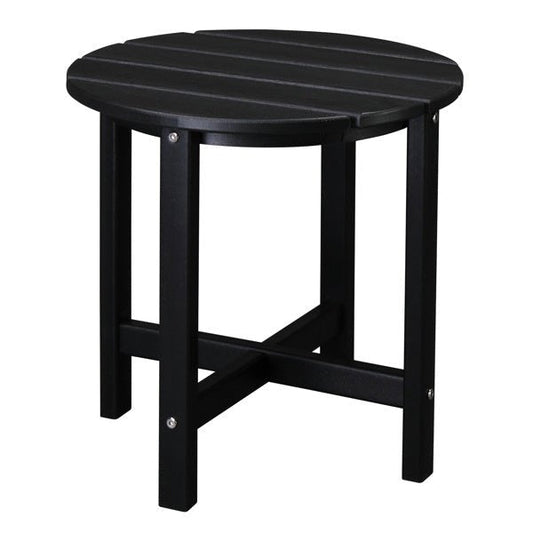 Outdoor Black Round Side Table – All - Weather HDPE Adirondack Patio End Table for Pool, Balcony, Deck, Porch, Lawn, and Backyard - goosavvy.com