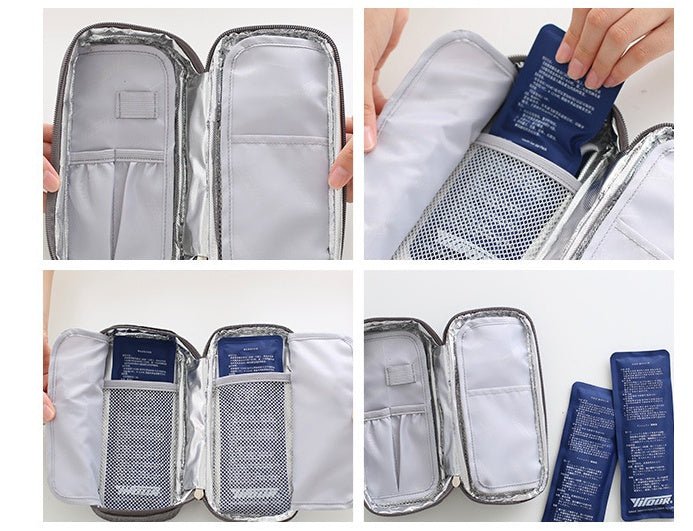 Portable Insulin Cooler Travel Case – Diabetic Medication Organizer with Insulated Liner and 2 Non - Sweat Ice Packs - goosavvy.com