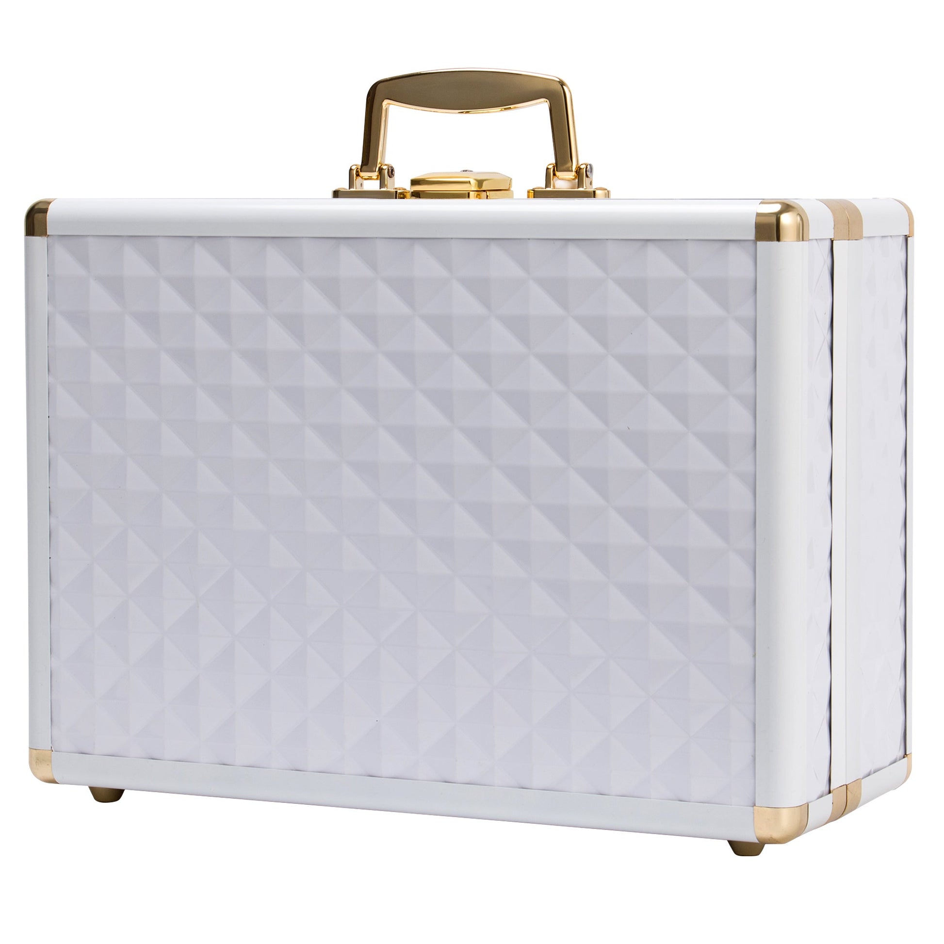 Portable Travel Makeup Case with LED Mirror, Lock, Dividers & Brush Holder - goosavvy.com