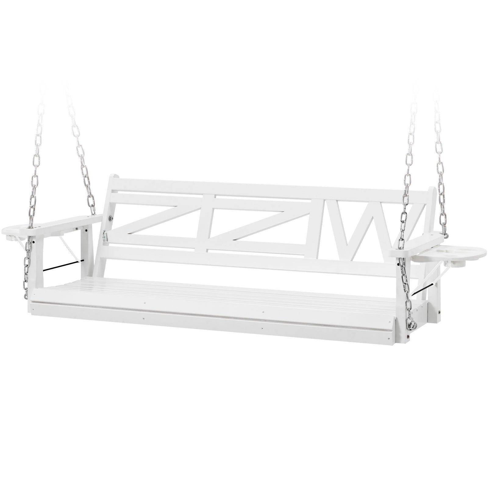 Premium 3 - Seat Wooden Porch Swing with Foldable Cupholders | Heavy - Duty, Weather - Resistant Patio Bench for Garden & Deck - goosavvy.com