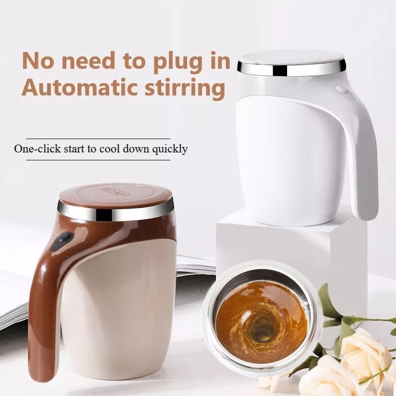 Rechargeable Automatic Stirring Stainless Steel Mug – Portable Coffee Cup for Hot & Cold Drinks, Magnetic Mixing Cup for Milkshakes & Beverages - goosavvy.com
