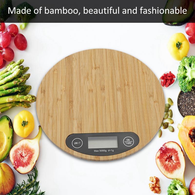 Round Bamboo Digital Kitchen Scale – 5 kg Capacity - goosavvy.com