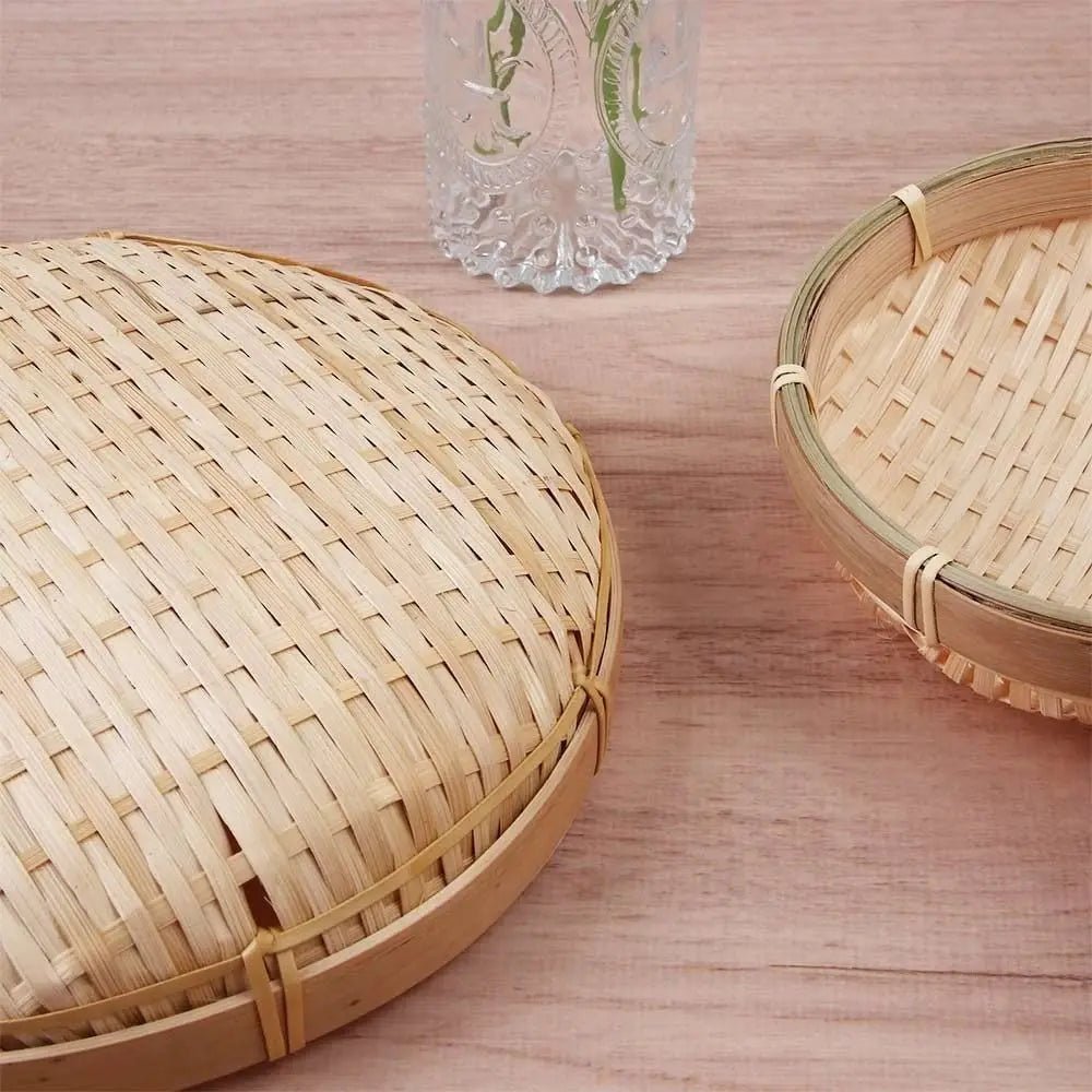 Round Woven Bamboo Decorative Tray - goosavvy.com