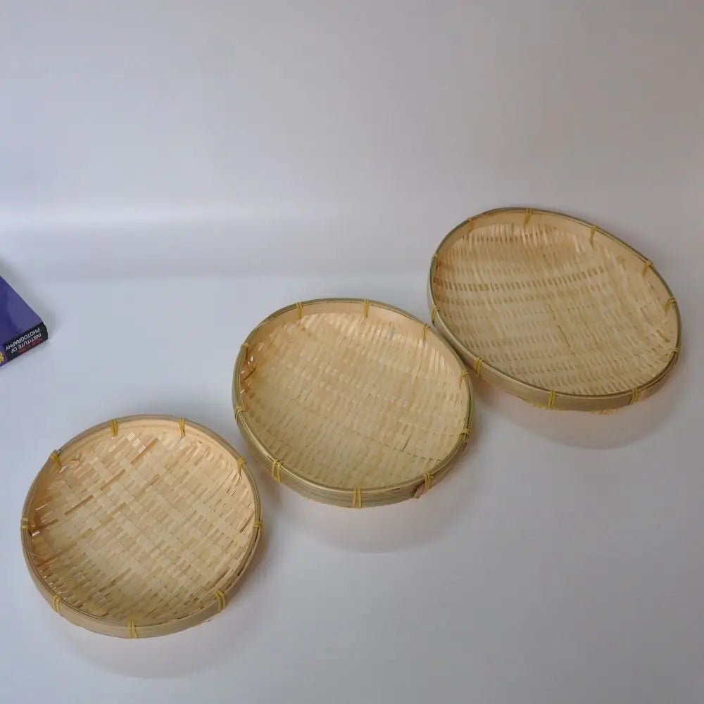 Round Woven Bamboo Decorative Tray - goosavvy.com
