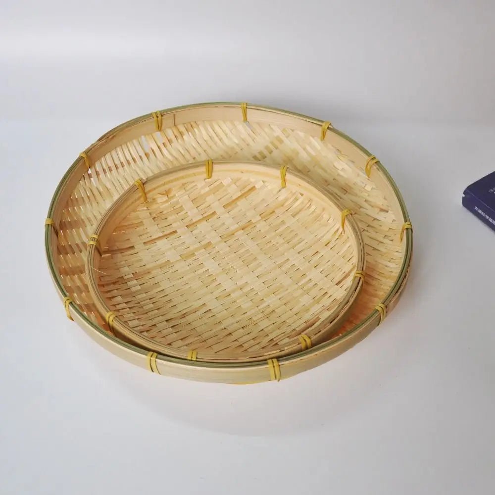 Round Woven Bamboo Decorative Tray - goosavvy.com