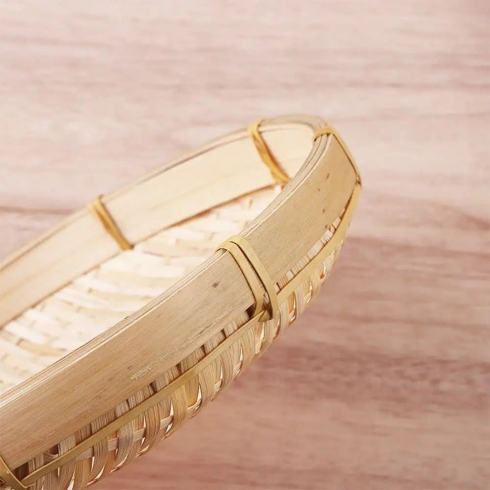 Round Woven Bamboo Decorative Tray - goosavvy.com