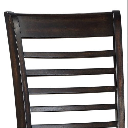 Set of 2 Ally Espresso Ladderback Dining Chairs with Faux Leather Seat - goosavvy.com