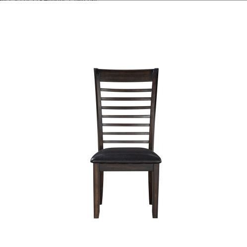 Set of 2 Ally Espresso Ladderback Dining Chairs with Faux Leather Seat - goosavvy.com